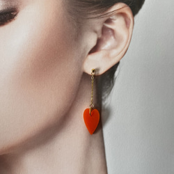 ハート×細身チェーン　ピアス　イヤリング 1枚目の画像