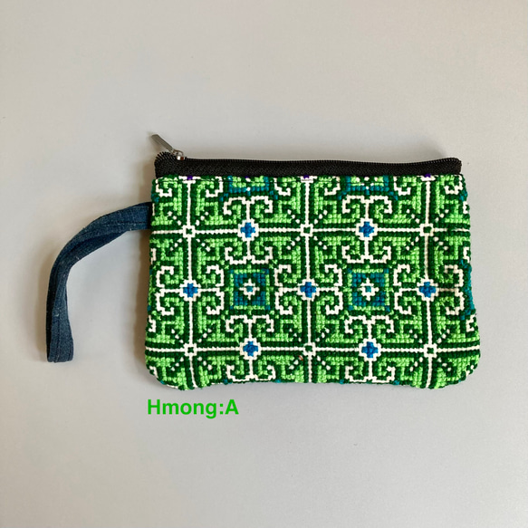 1点もの》◇ 手刺し刺繍 ポーチ◇モン族「A」 ポーチ périple ぺリプル