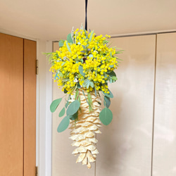 幸せを運ぶアナベル馬蹄リース パームフラワー リース