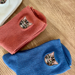 毛並まで感じるブリティッシュショートヘア猫さん刺繍の靴下 8枚目の画像