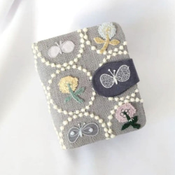 受注】刺繍2 お札の折れない二つ折り財布 ライトブルー×ライトピンク