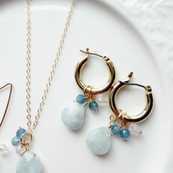 チタン アクアマリン 水晶 フープピアス 13枚目の画像