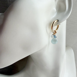 チタン アクアマリン 水晶 フープピアス 8枚目の画像