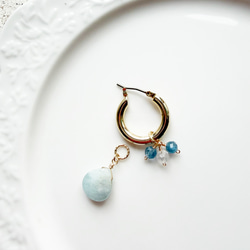 チタン アクアマリン 水晶 フープピアス 2枚目の画像
