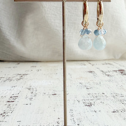 チタン アクアマリン 水晶 フープピアス 4枚目の画像