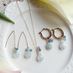 チタン アクアマリン 水晶 フープピアス 12枚目の画像