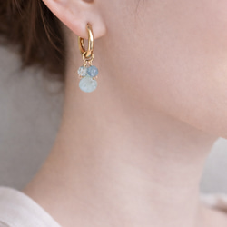 チタン アクアマリン 水晶 フープピアス 7枚目の画像