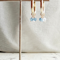 チタン アクアマリン 水晶 フープピアス 6枚目の画像