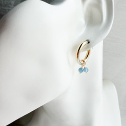 チタン アクアマリン 水晶 フープピアス 10枚目の画像