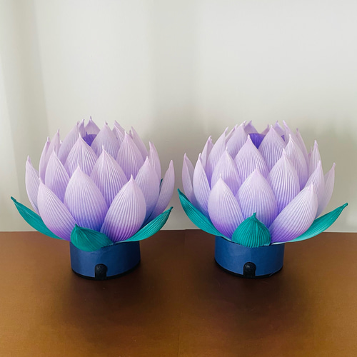 蓮の花 ランプ 星蓮-セレン-うすむらさき おふたつ 一対 仏具 仏壇 仏