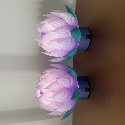 蓮の花 ランプ 星蓮-セレン-うすむらさき おふたつ 一対 仏具 仏壇 仏