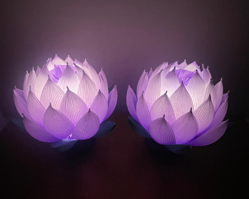 蓮の花 ランプ 星蓮-セレン-うすむらさき おふたつ 一対 仏具 仏壇 仏