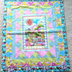 クリスマス色、ログキャビンパッチワーク、ひざ掛け、ブランケット