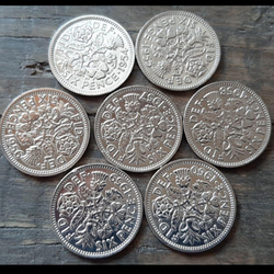 幸せのシックスペンスコイン イギリス ラッキー6ペンス 3枚セット 1948