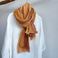 麻/リネン ドット柄 薄手ストール ガーゼ 母の日ギフト ストール