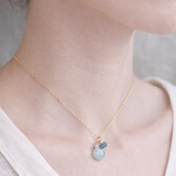 14KGF アクアマリン マロンカット 水晶 ネックレス 3枚目の画像