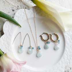 14KGF アクアマリン マロンカット 水晶 ネックレス 6枚目の画像