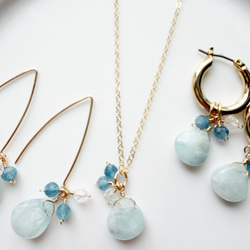 14KGF アクアマリン マロンカット 水晶 ネックレス 7枚目の画像