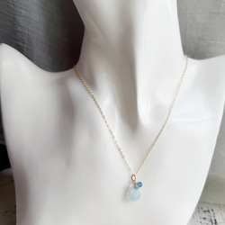 14KGF アクアマリン マロンカット 水晶 ネックレス 4枚目の画像