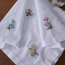 フランスの手仕事/華やかなバテンレースと白糸刺繍のテーブルクロス