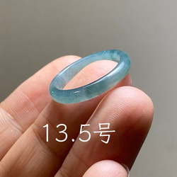 L182 氷糯種 青緑 14.5号 天然 グアテマラ産 A貨 本翡翠 くりぬき
