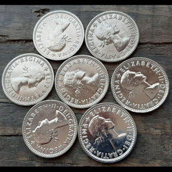 幸せのシックスペンスコイン イギリス ラッキー6ペンス 3枚セット 1948