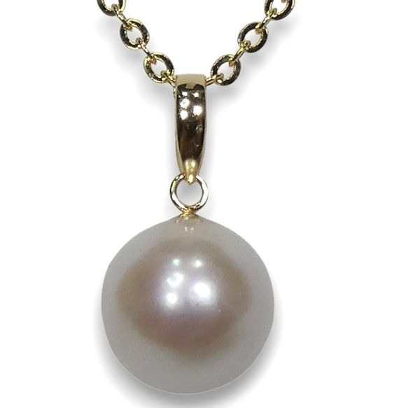 18金（K18）アコヤ本真珠ペンダントトップ 9.5mm超大珠上質特選品