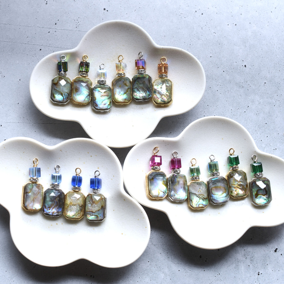 春季新品【選任一】鮑魚殼香水瓶 x 彩色水晶玻璃醫用不鏽鋼項鍊 第14張的照片