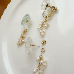 【カランコエの雫】14KGF カランコエカット水晶 アクアマリン スタッドピアス 7枚目の画像