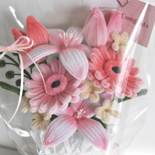 モールフラワー　春の花束　3点 モールフラワー】記念日ギフト｜入学式花束｜卒業式花束｜プチギフト