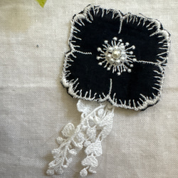 ハンドメイドチャーム＆キーホルダー＊ミナペルホネン アネモネ黒