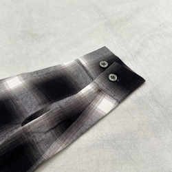 男女印花貓咪刺繡漸層格紋長袖襯衫 第5張的照片