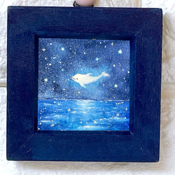手作り額付き作品　「静かなる月下の夢ウサギ」 受注制作】ぼくが見た夢【うさぎと月】 絵画 kuro 通販 11537819