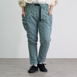 麻柄キャンプワークパンツ/ブラック/刺し子織 ロングパンツ UZUiRO