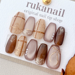ニュアンス×ミラーフラワー ネイルチップ 普段使い デート 秋 冬