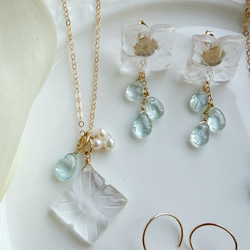 【カランコエの雫】14KGF カランコエカット水晶 アクアマリン ネックレス 7枚目の画像