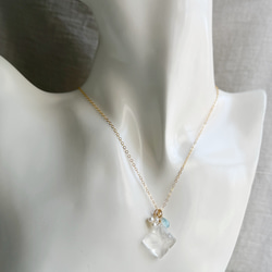 【カランコエの雫】14KGF カランコエカット水晶 アクアマリン ネックレス 5枚目の画像