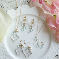 【カランコエの雫】14KGF カランコエカット水晶 アクアマリン ネックレス 8枚目の画像