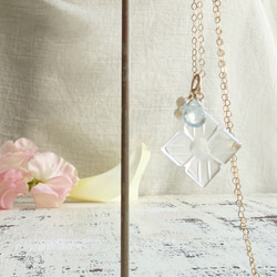 【カランコエの雫】14KGF カランコエカット水晶 アクアマリン ネックレス 3枚目の画像