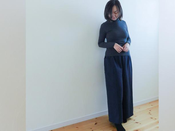 ◆お試し価格◆ワイドパンツ◆　コットンリネン・カーキ 2枚目の画像