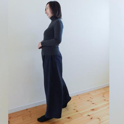 ◆お試し価格◆ワイドパンツ◆　コットンリネン・カーキ 6枚目の画像