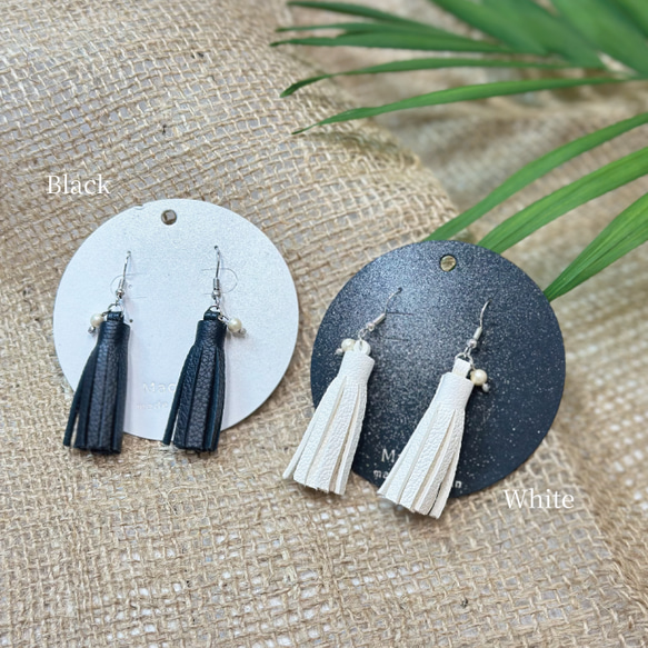 【フォーマルでもOK】鹿革フリンジピアス　イヤリング変更可 1枚目の画像