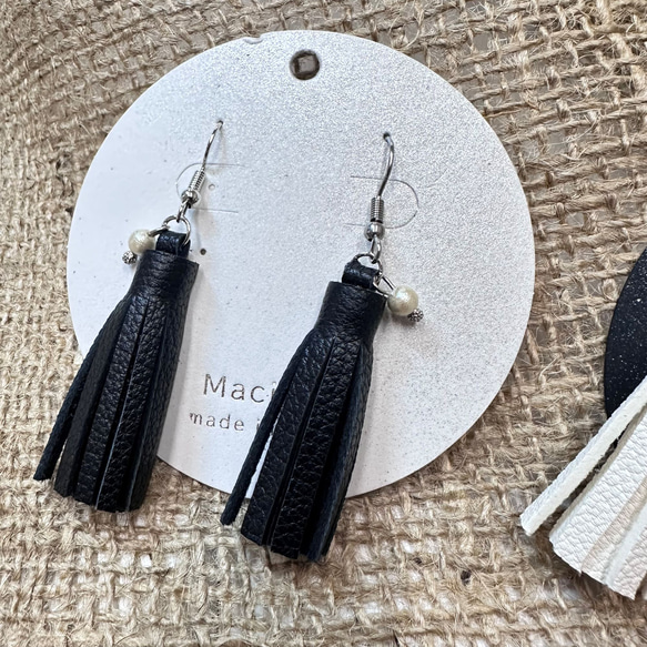 【フォーマルでもOK】鹿革フリンジピアス　イヤリング変更可 11枚目の画像