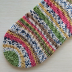 手編みの靴下（23cm～24.5cm）☆ロリポップ色＊洗濯機OK！ 6枚目の画像