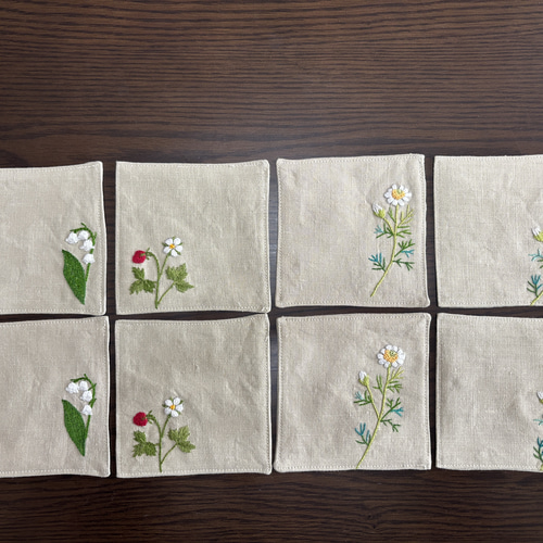 M様オーダー品【手刺繍】ティーマット、コースターのセット ランチョン