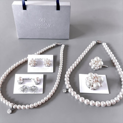14kgf 小粒 淡水パール デザインチェーンブレスレット 〜19cm スライド