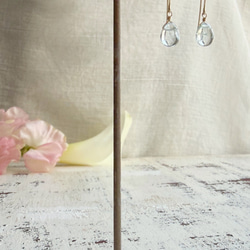 【カランコエの雫】14KGF アクアマリン ペアシェイプ ピアス 3枚目の画像