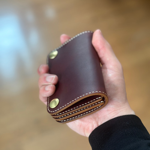 茶芯が育つ】ミドルトラッカーウォレット 本革 真鍮 経年変化 アメカジ
