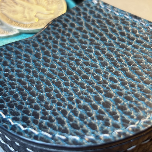 馬蹄型コインケース 本革 ドラーロ ターコイズ×ブラック｜イタリアン
