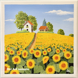 エーゲ海とブーゲンビリア05」透明水彩画 原画 風景画 額縁付 SMサイズ